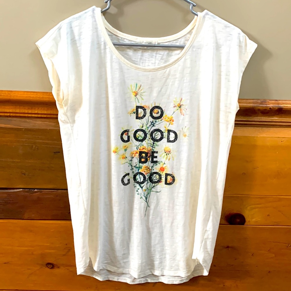 Partially see-through light white t-shirt.